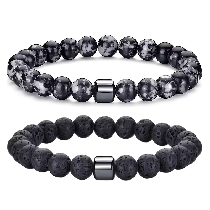 Set of Two Beaded Bracelets with Black Onyx & Tiger's Eye